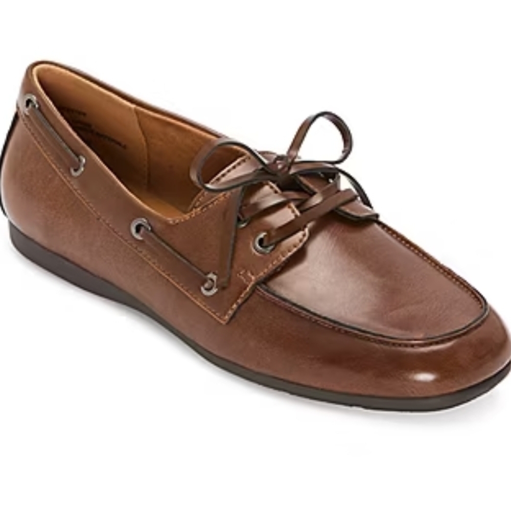 Arizona Jean Company Chestnut Brown Leather Lace-Trim Loafer